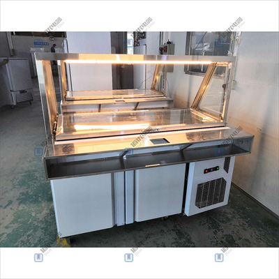 不锈钢保鲜气缸柜，台式气缸冷藏展示柜，保鲜工作台