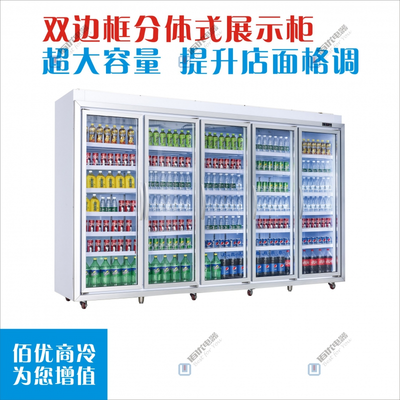 五门平头展示柜，立式风冷冰柜厂家，分体冷柜冰柜定制